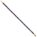 14k 5-6mm Black Near-Round Freshwater Cultured Pearl 7.5 inch Bracelet