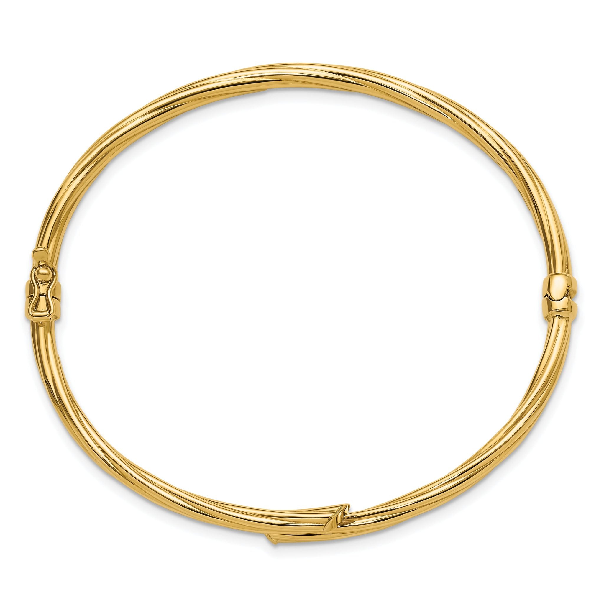 10K Polished Bypass Hinged Bangle Secondary image