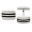 Polished Rectangle Cufflinks in Stainless Steel with Black Rubber