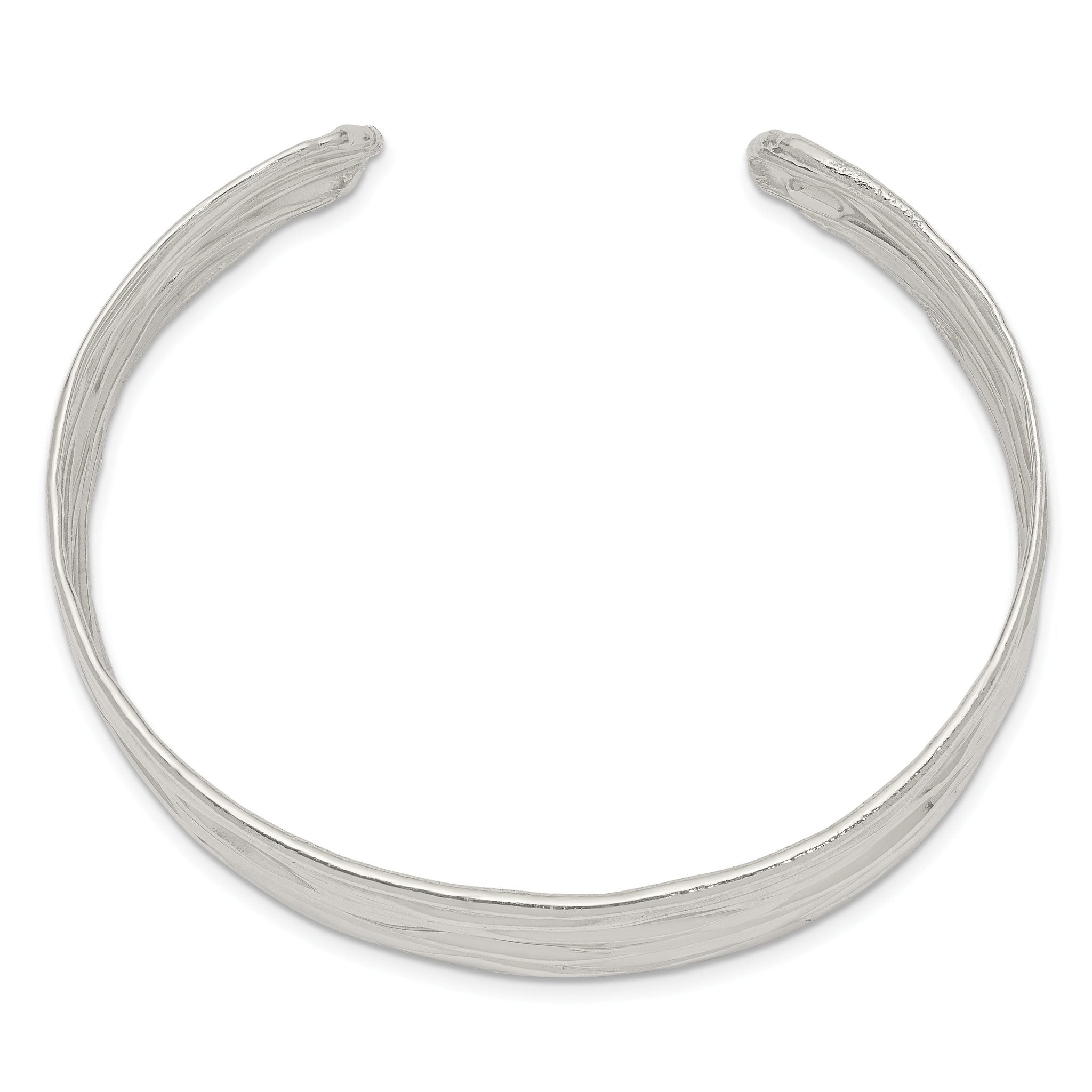Sophia Jewelers Sterling Silver Hammered Cuff Bracelet with Rhodium Finish