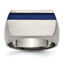 Titanium Men's Ring with Polished Brushed Grey and Blue Anodized Stripe