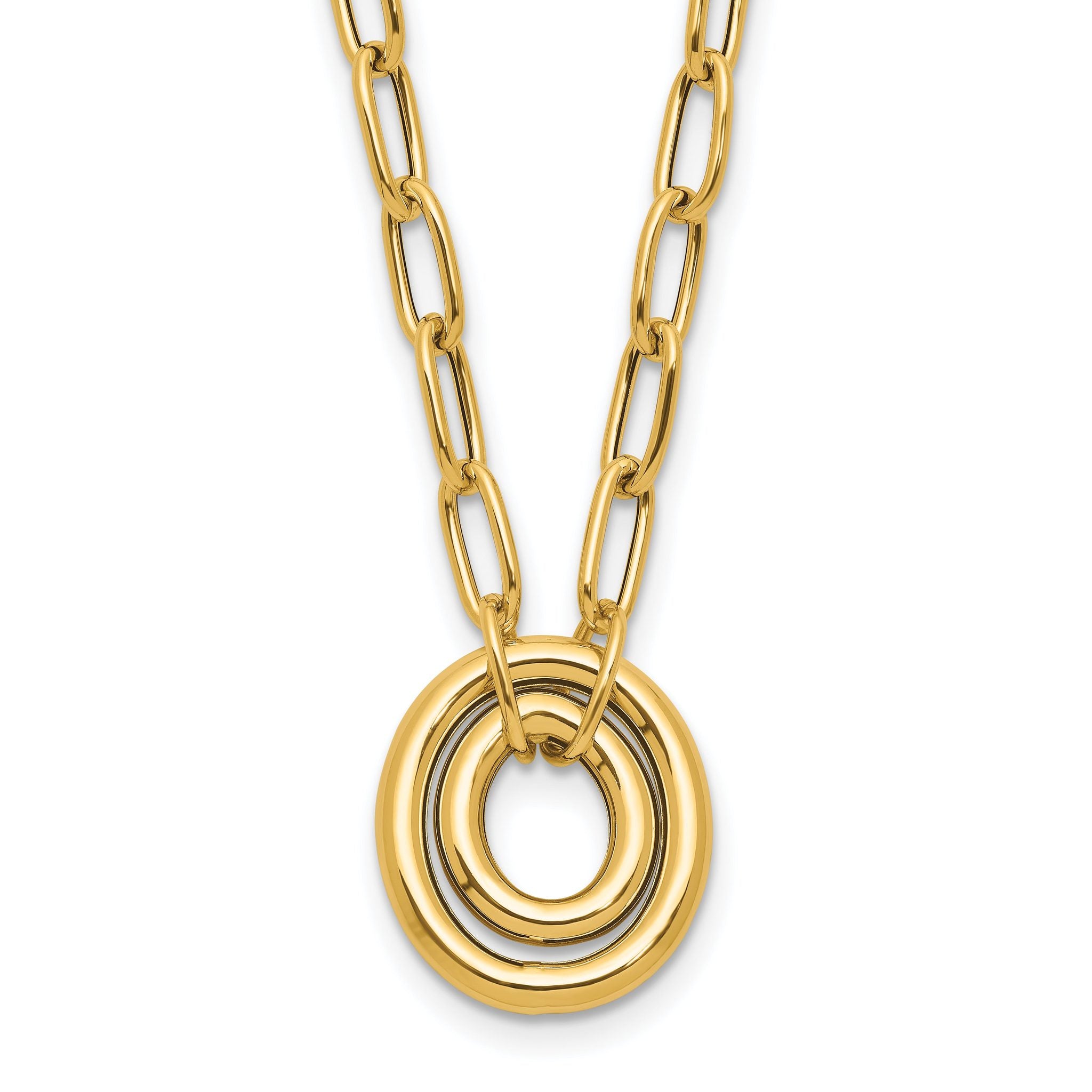 14K Polished Paper Clip Link with Oval Accent Necklace Main image
