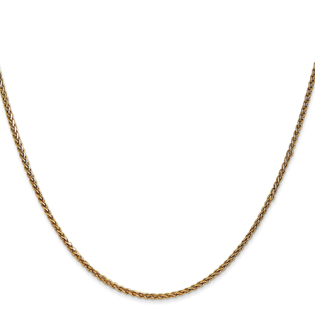 14K Yellow Gold Solid Diamond-Cut Wheat Chain Necklace 1.7mm