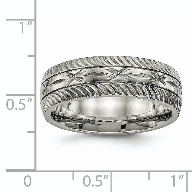 Diamond-Cut Comfort-Fit Wedding Band in Titanium, 7mm