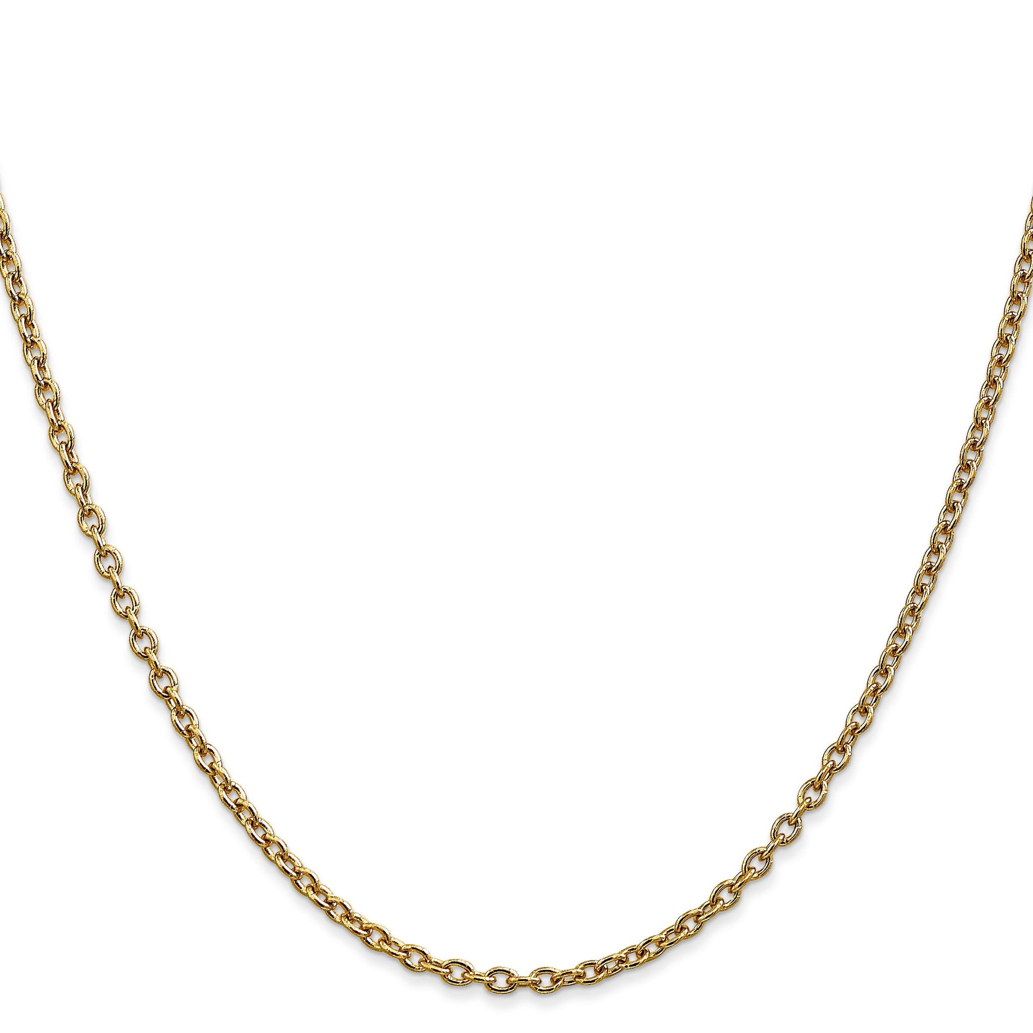 14K Yellow Gold Solid Cable Chain Necklace 2.4mm Secondary image