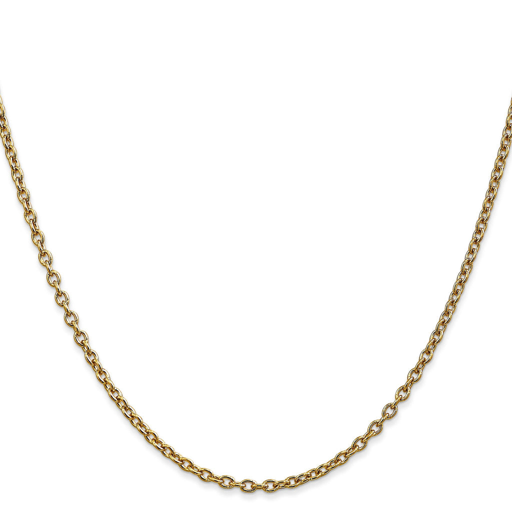 14K Yellow Gold Solid Cable Chain Necklace 2.4mm