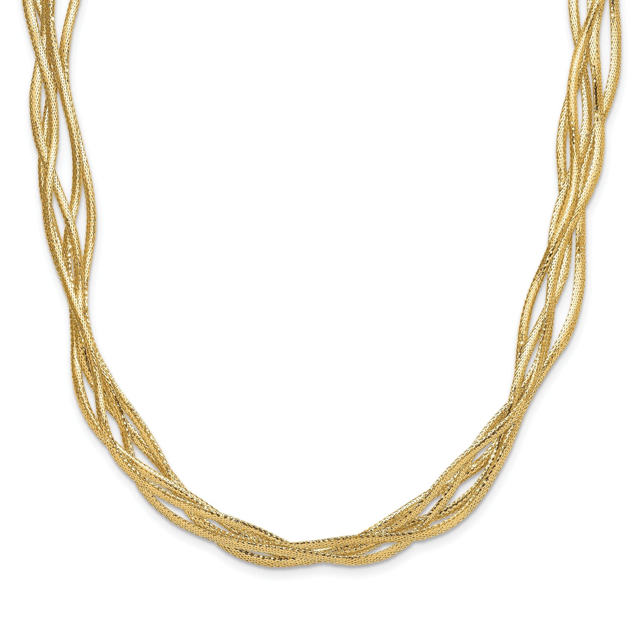 14K Mesh Diamond-cut 4-strand Wave Necklace Main image