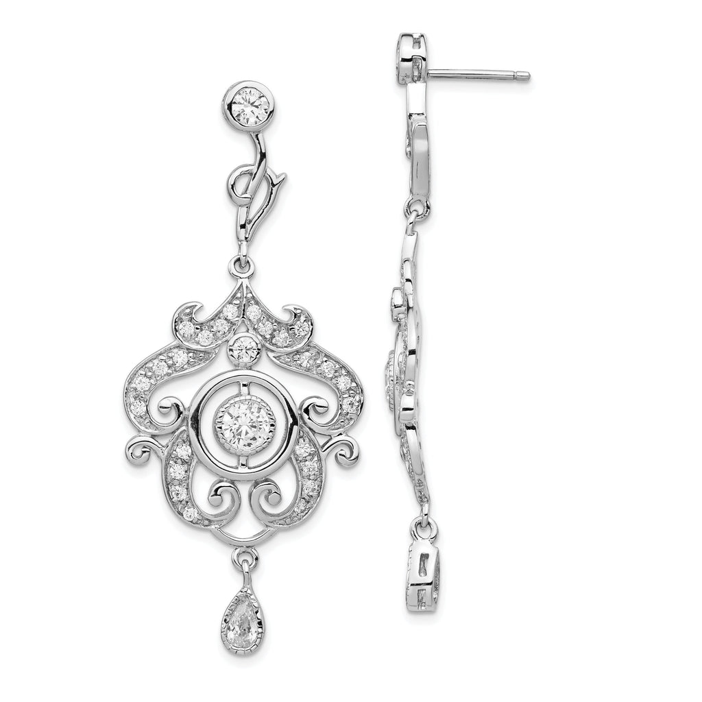 Cheryl 925 Sterling Silver Rhodium-Plated CZ Chandelier Dangle Earrings Elegant Gift-Ready Design