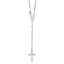 Sterling Silver 925 Polished Bead Rosary Necklace for Women 16 Inch