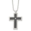 Sophia Jewelers Stainless Steel Diamond Cross Pendant with Carbon Fiber Inlay