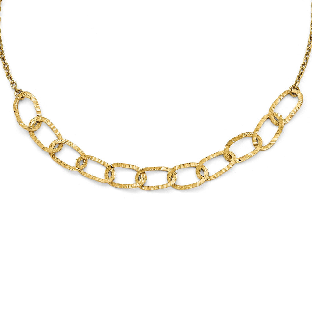 14K Gold Polished Diamond-Cut Curb Necklace with Lifetime Warranty