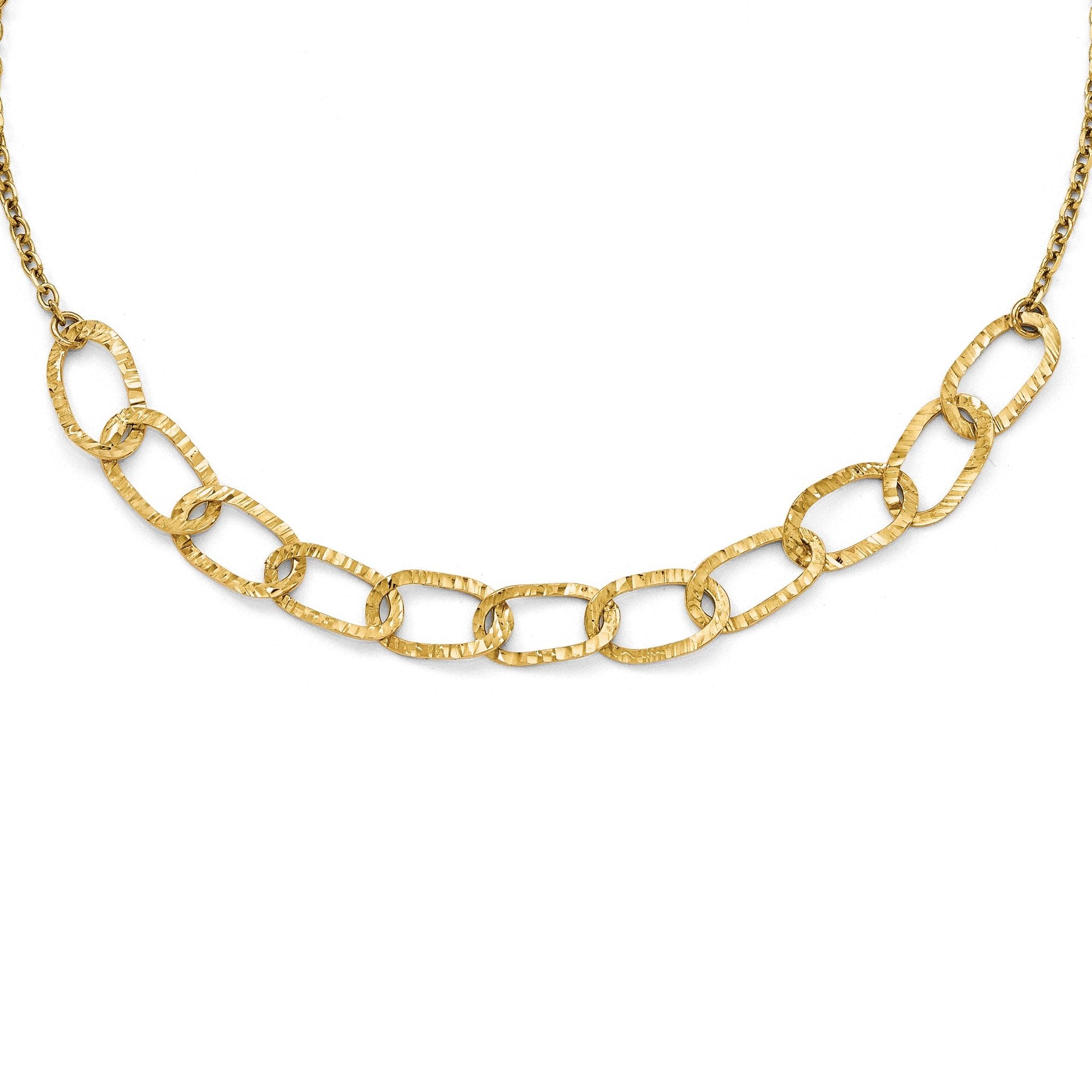 14K Gold Polished Diamond-Cut Curb Necklace with Lifetime Warranty