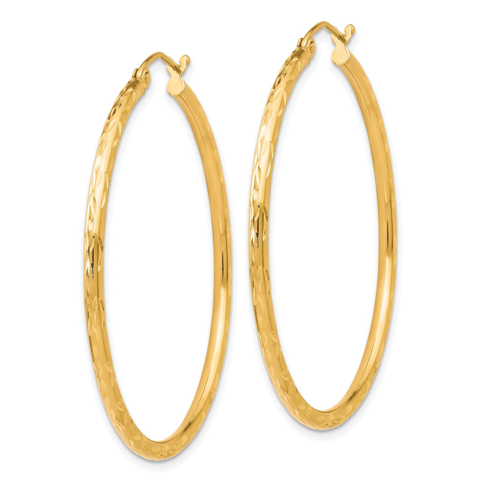 10K Textured Hinged Hoop Earrings Secondary image