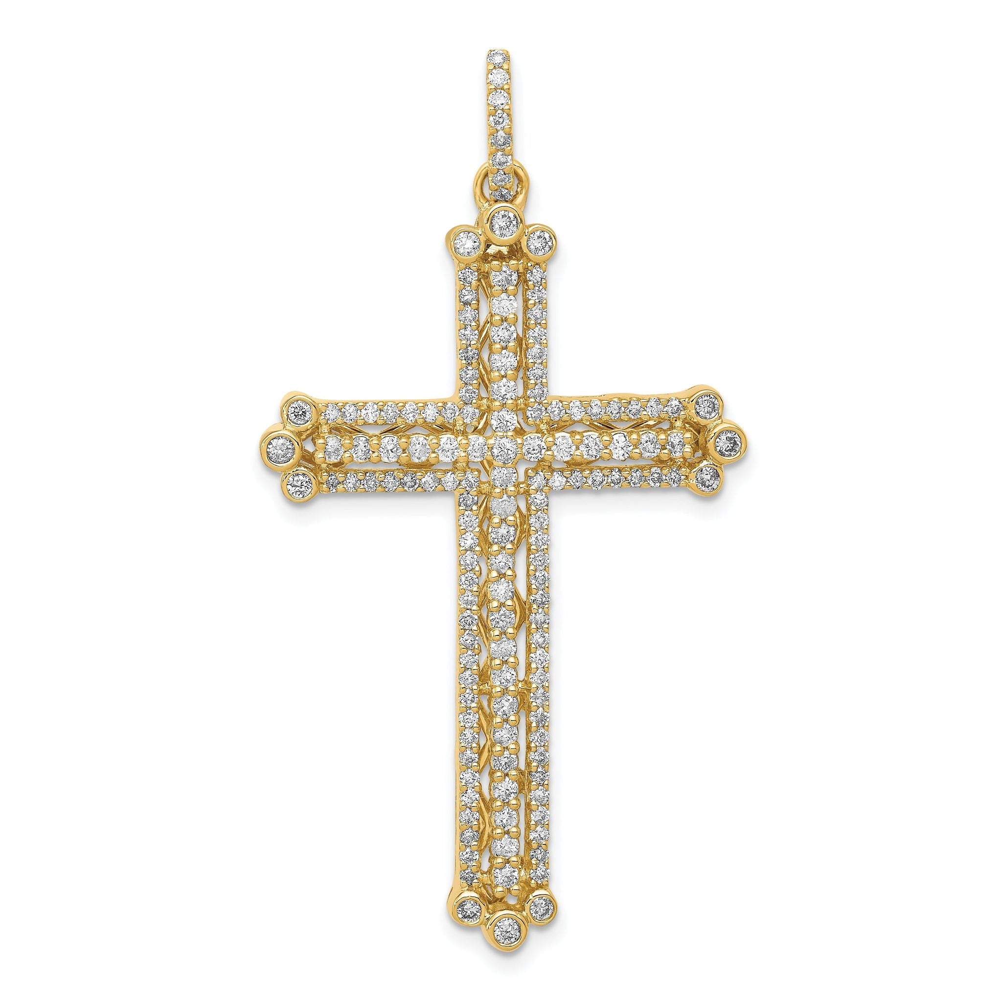 14k 1 carat Lab Grown Diamond VS/SI+ G+ Complete Budded Fashion Cross Pendant Main image