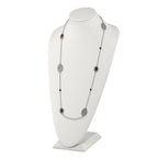 Leaf Smoky Quartz & Black Onyx Necklace in Stainless Steel