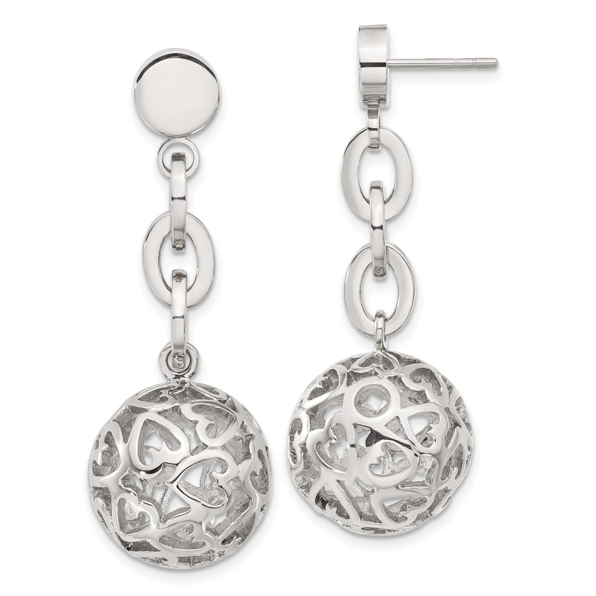 Stainless Steel Polished Heart Drop Dangle Earrings for Women Main image