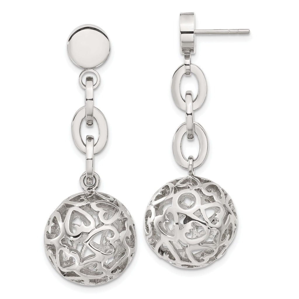 Stainless Steel Polished Heart Drop Dangle Earrings for Women