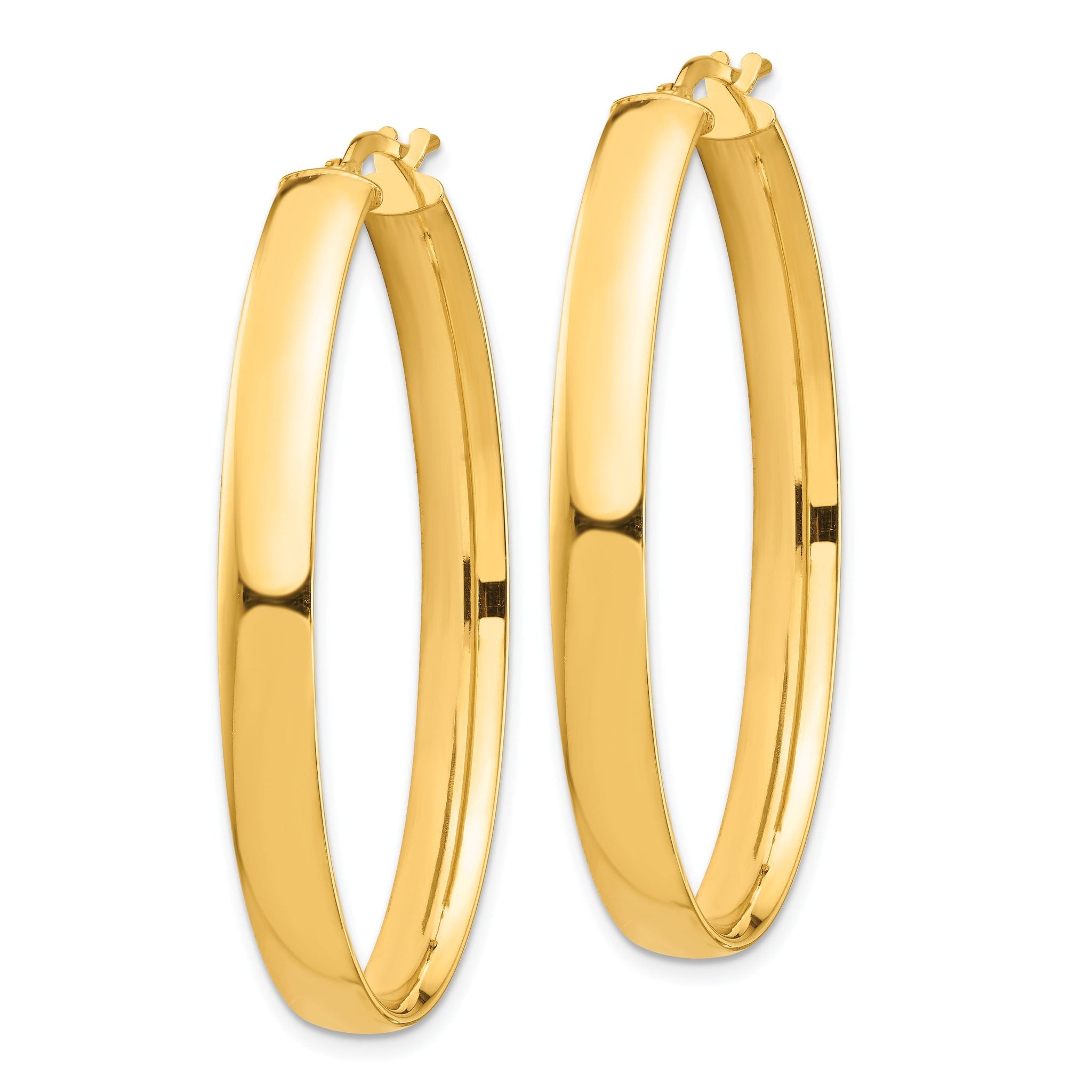 14k High Polished 5mm Oval Hoop Earrings Secondary image