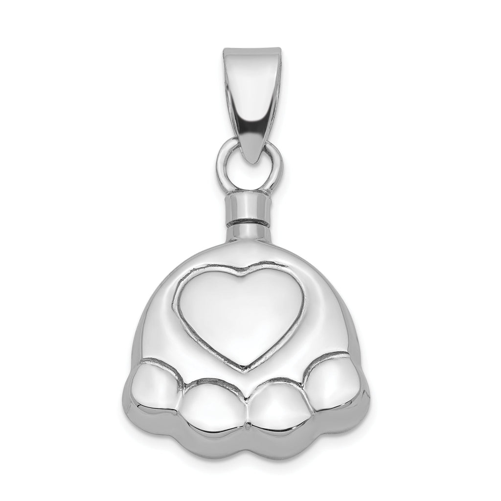 Sterling Silver 925 Polished Paw Ash Holder Pendant by Sophia Jewelers