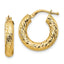 14k 4x10mm Diamond-cut Round Hoop Earrings