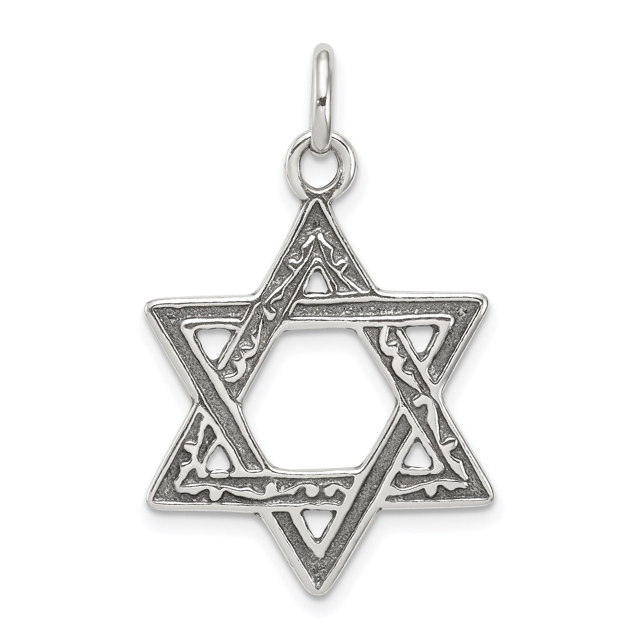 Sterling Silver 925 Antiqued Star of David Charm Pendant Vintage Elegance Main image