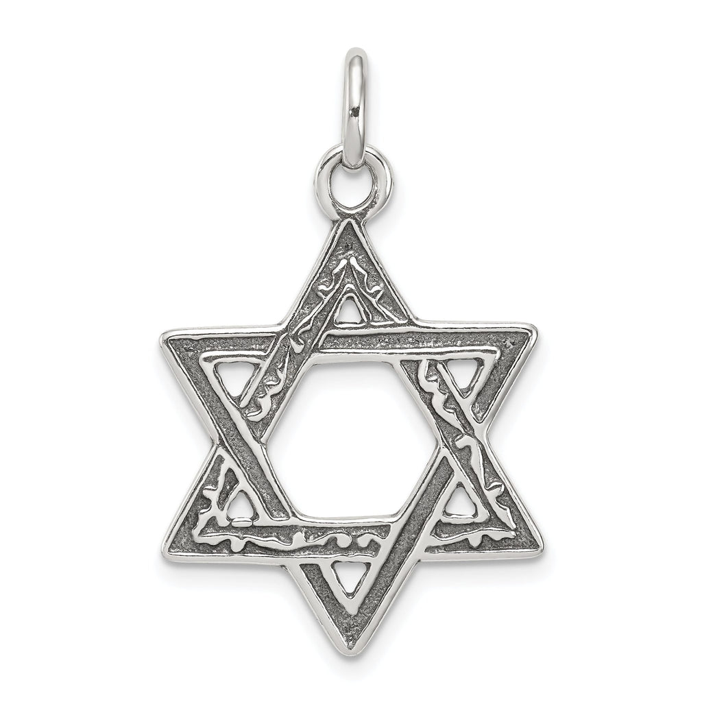 Sterling Silver 925 Antiqued Star of David Charm Pendant Vintage Elegance