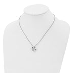 Stainless Steel Polished Wavy Circle w/Crystal 18in Necklace