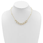 14K Two-tone Pol/Texture/Dia-cut Oval w/ 1in Ext. Necklace