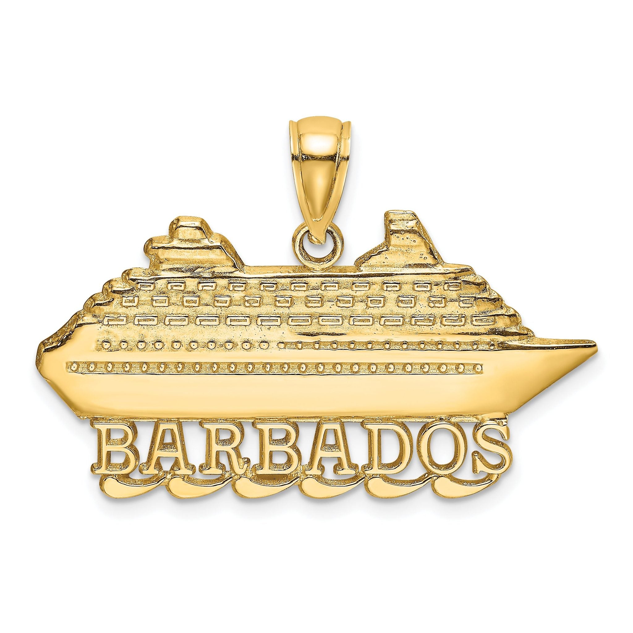 14K Polished BARBADOS Cruise Ship Charm Main image