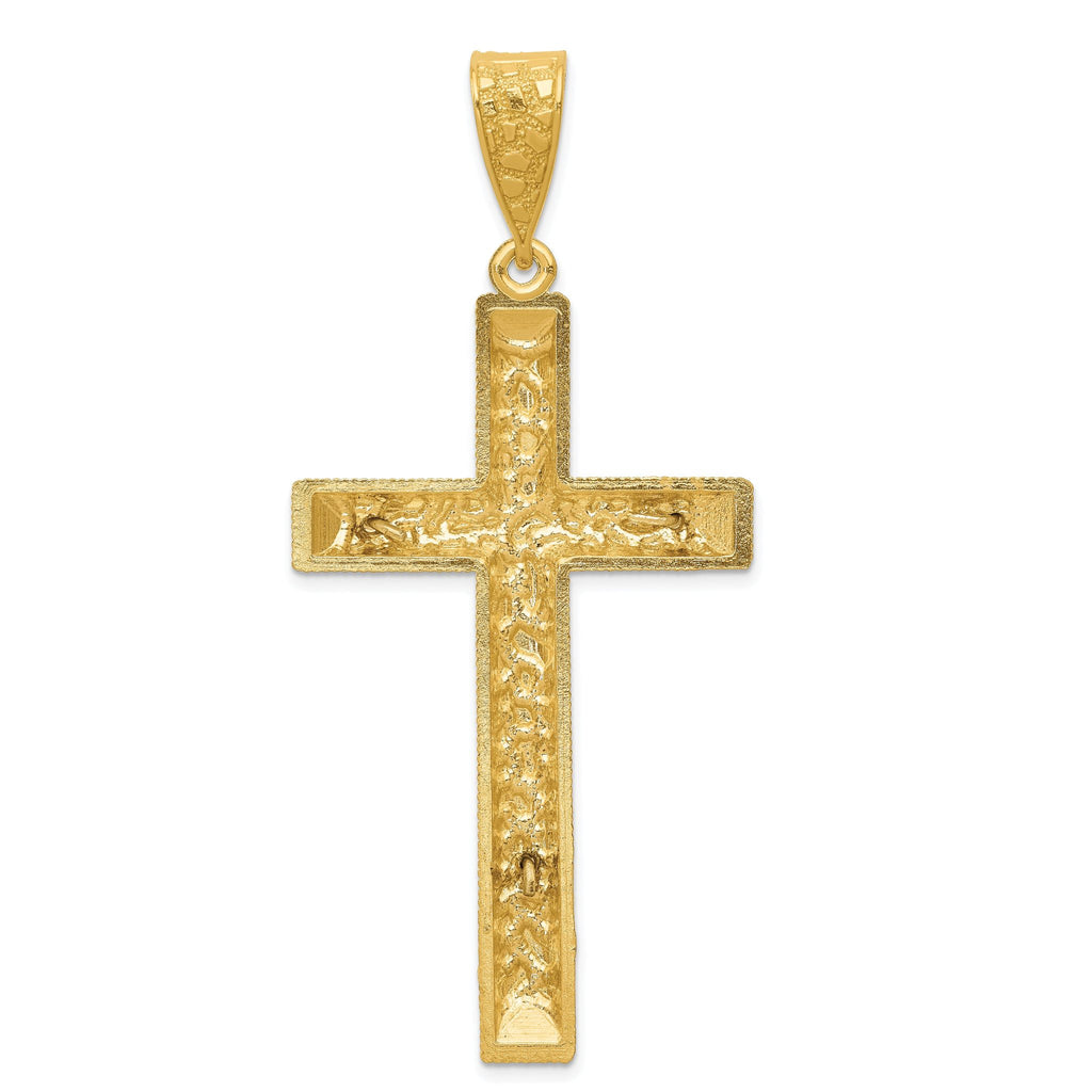 14K Two-Tone Gold Crucifix Pendant with Diamond-Cut Detail