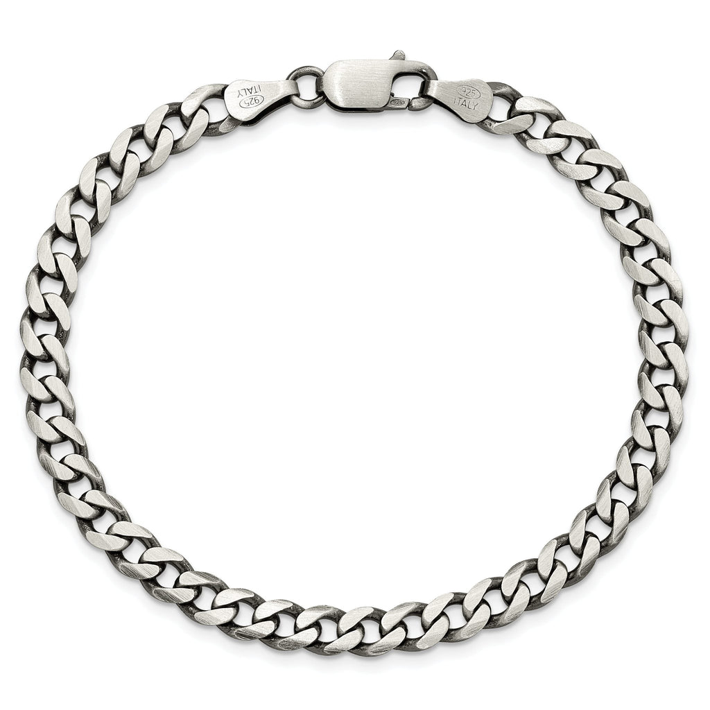 Antiqued Curb Chain Necklace in Sterling Silver, 6mm
