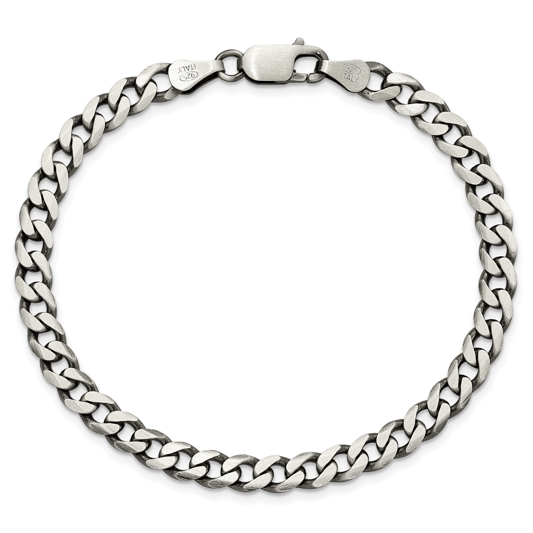 Antiqued Curb Chain Necklace in Sterling Silver, 6mm