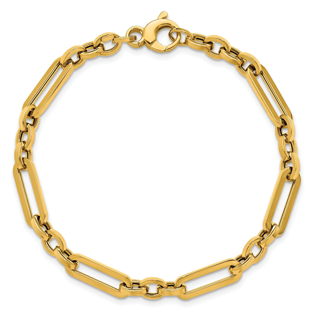 14K Polished Fancy Paperclip Link Bracelet