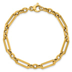 14K Polished Fancy Paperclip Link Bracelet