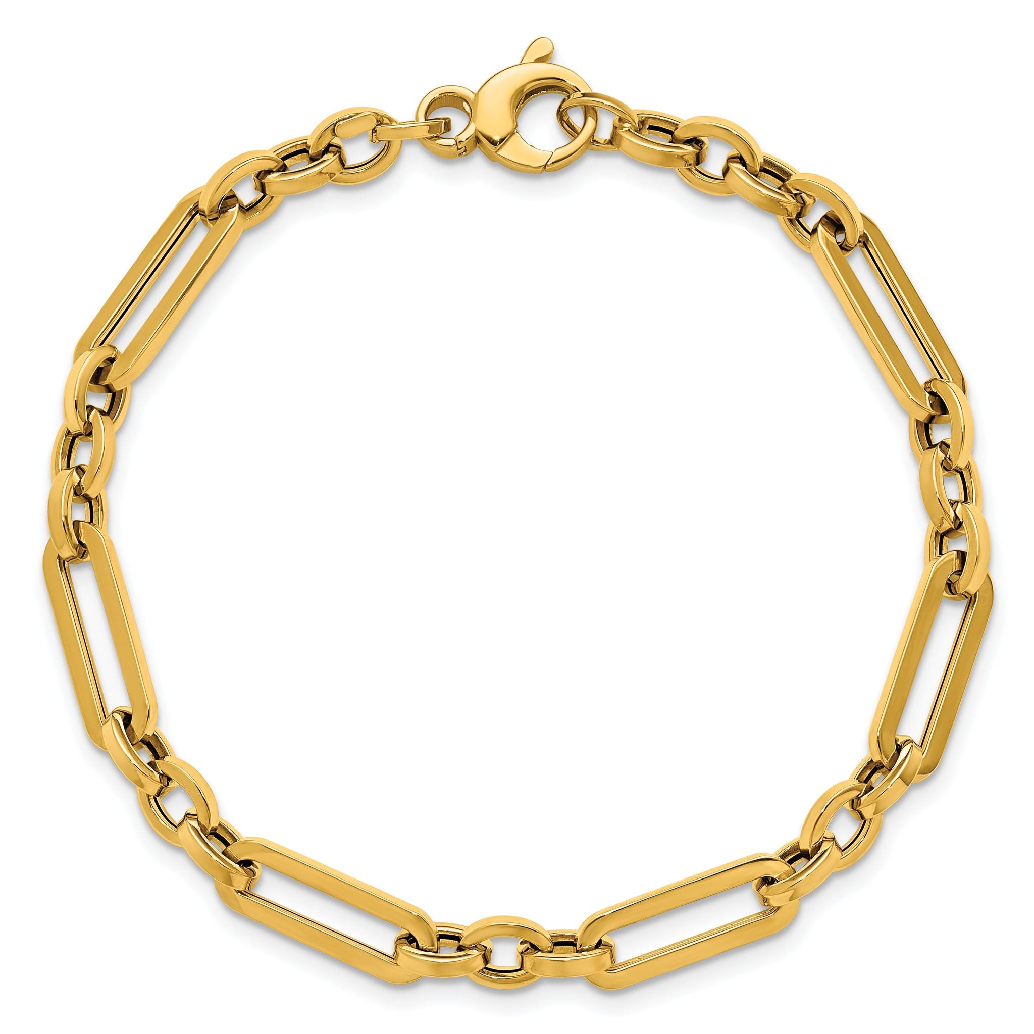14K Polished Fancy Paperclip Link Bracelet