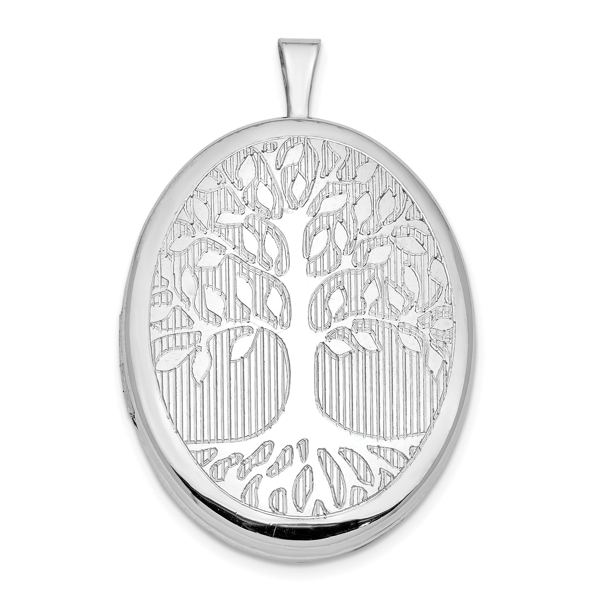Sterling Silver Rhodium-plated Oval Tree 26mm Locket Main image