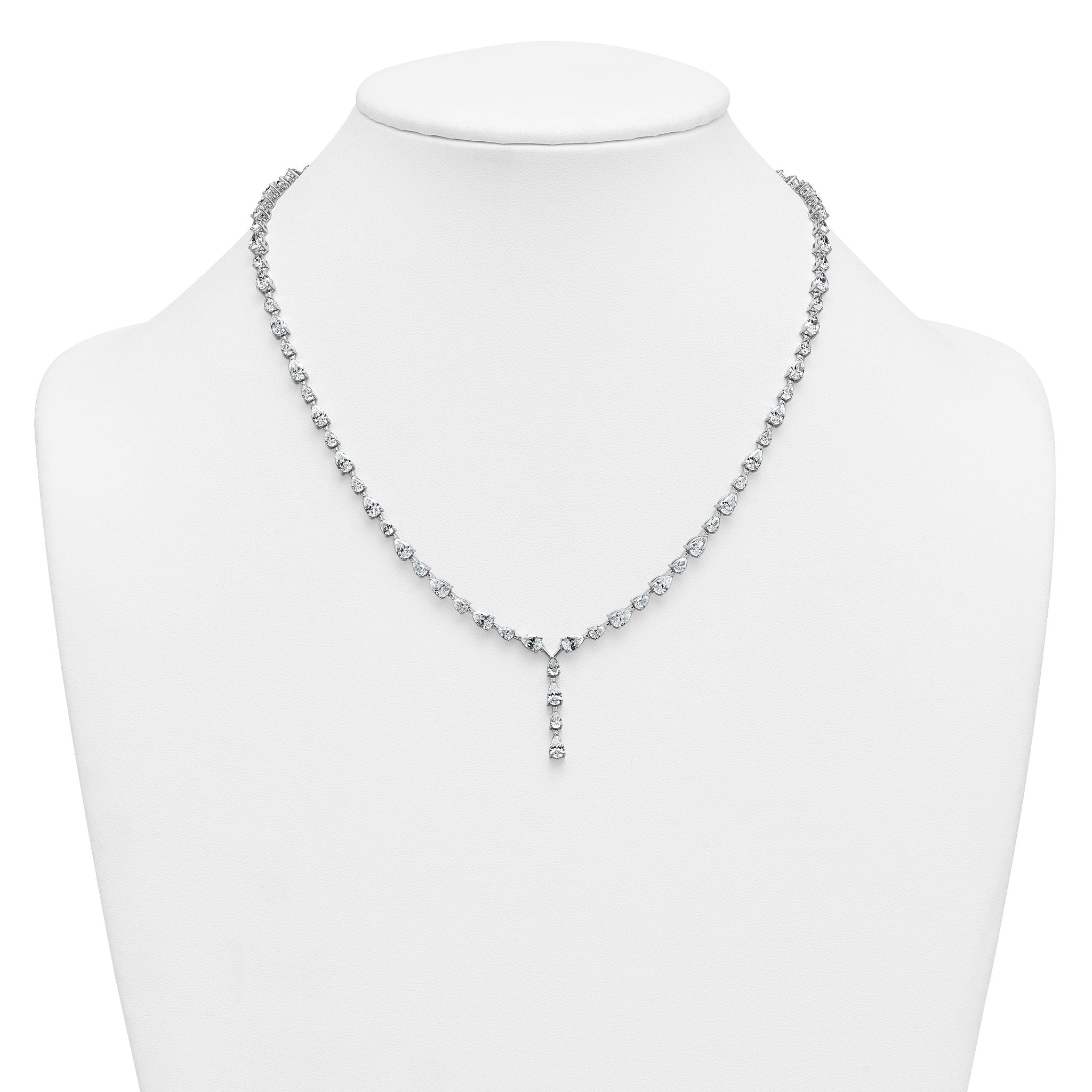 14k White Gold 10 1/3 carat Lab Grown Diamond VS+ F+ Complete 18 inch Fashion Tennis Necklace