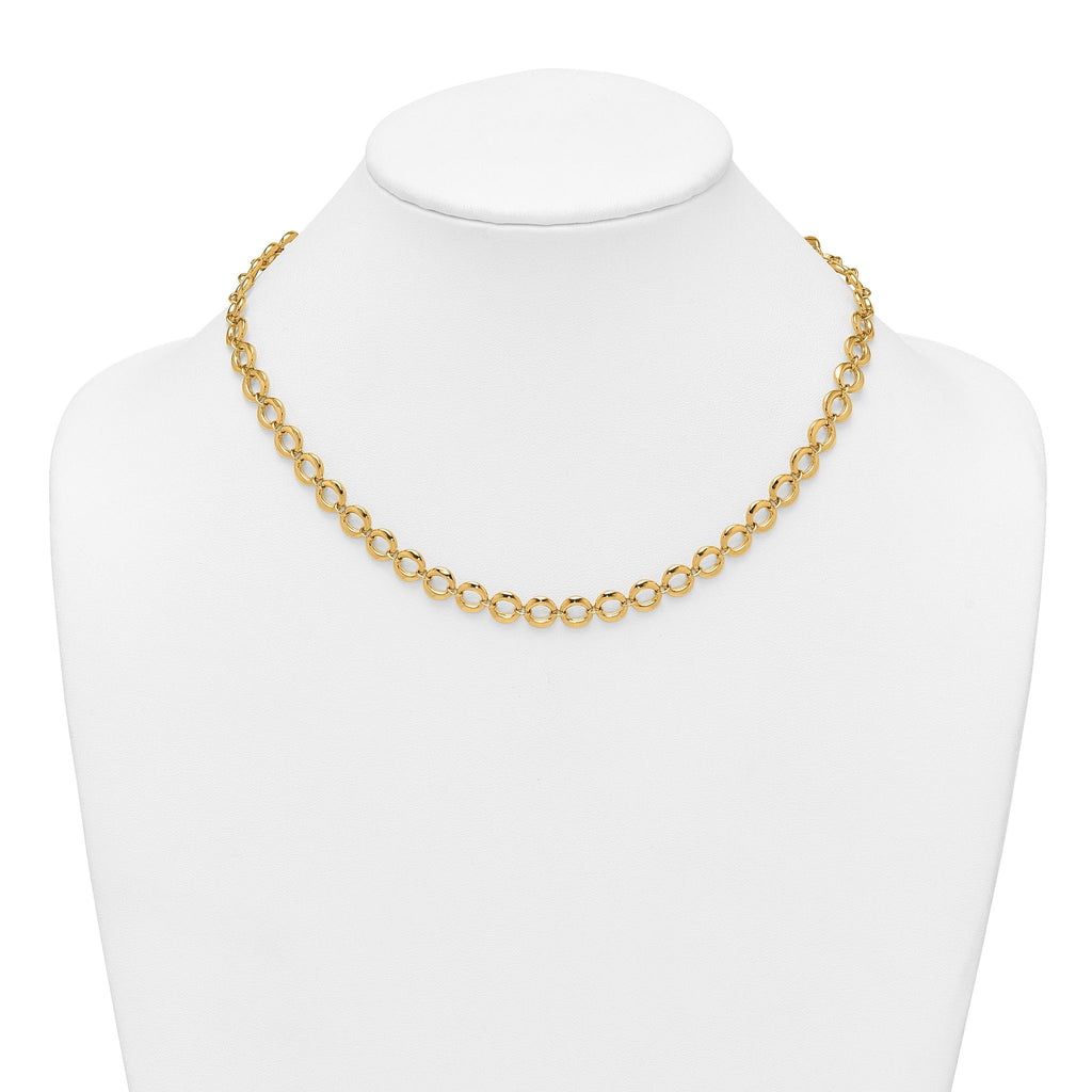 14k Polished 8mm Fancy Circle Link 18 inch Necklace