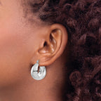 14k White Gold Polished 10.5mm Tapered Hoop Earrings