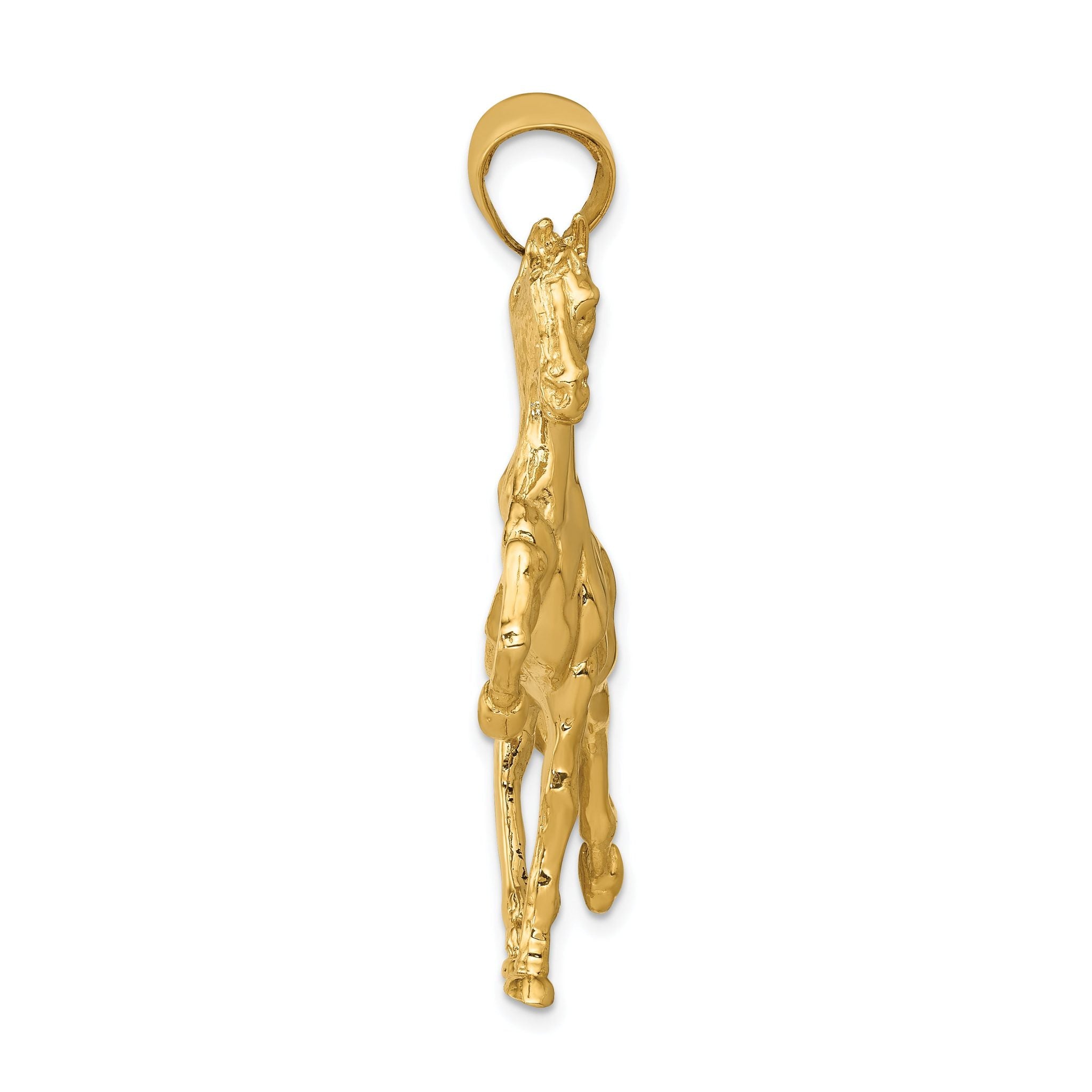14K Gold Men's Polished Horse Pendant with Open Back Design Secondary image
