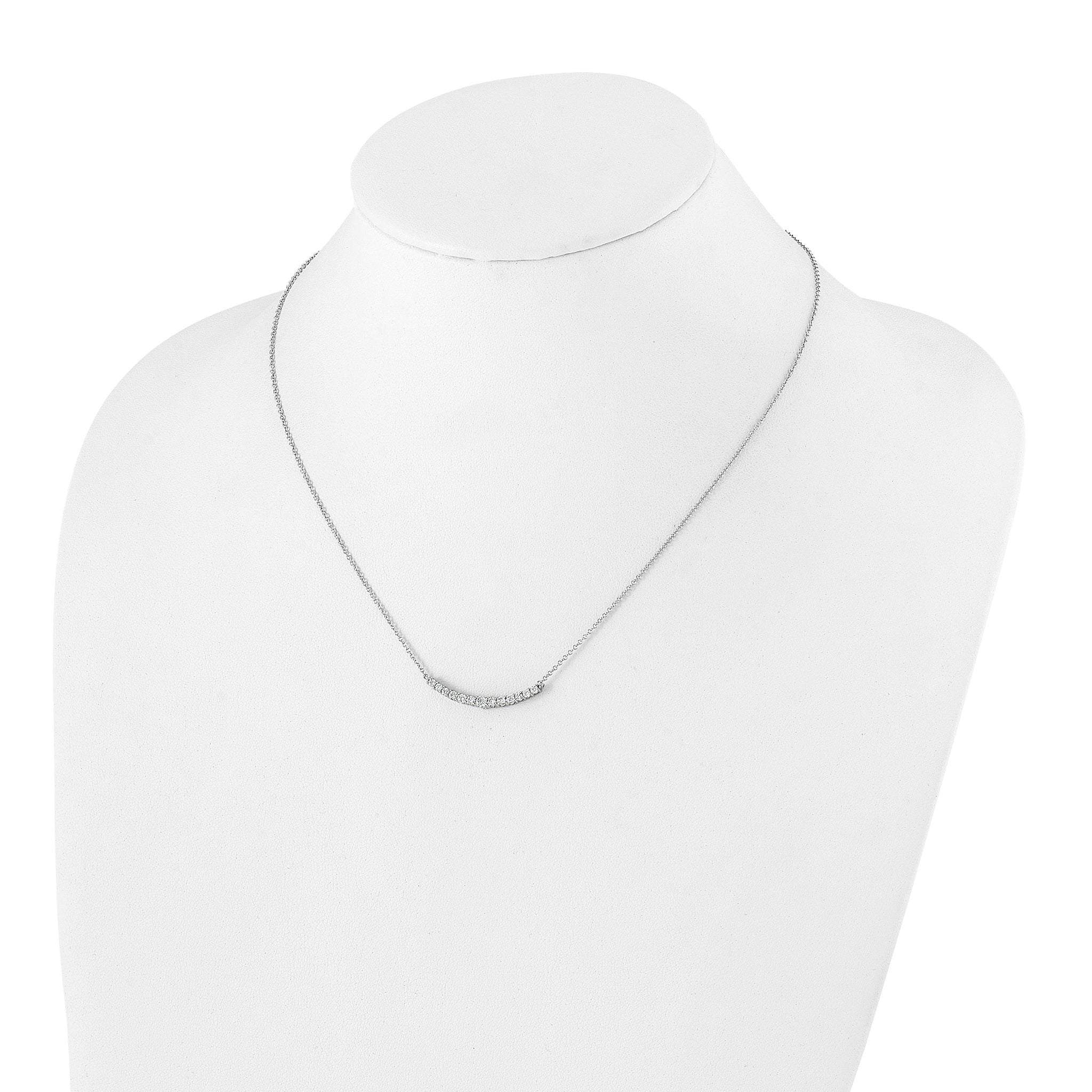 14k White Gold 1/2 carat Lab Grown Diamond VS+ F+ Complet 18 inch Fashion Bar Necklace