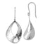 Sterling Silver RH-plated Polished & Textured Curved Teardrop Dangle Earrin