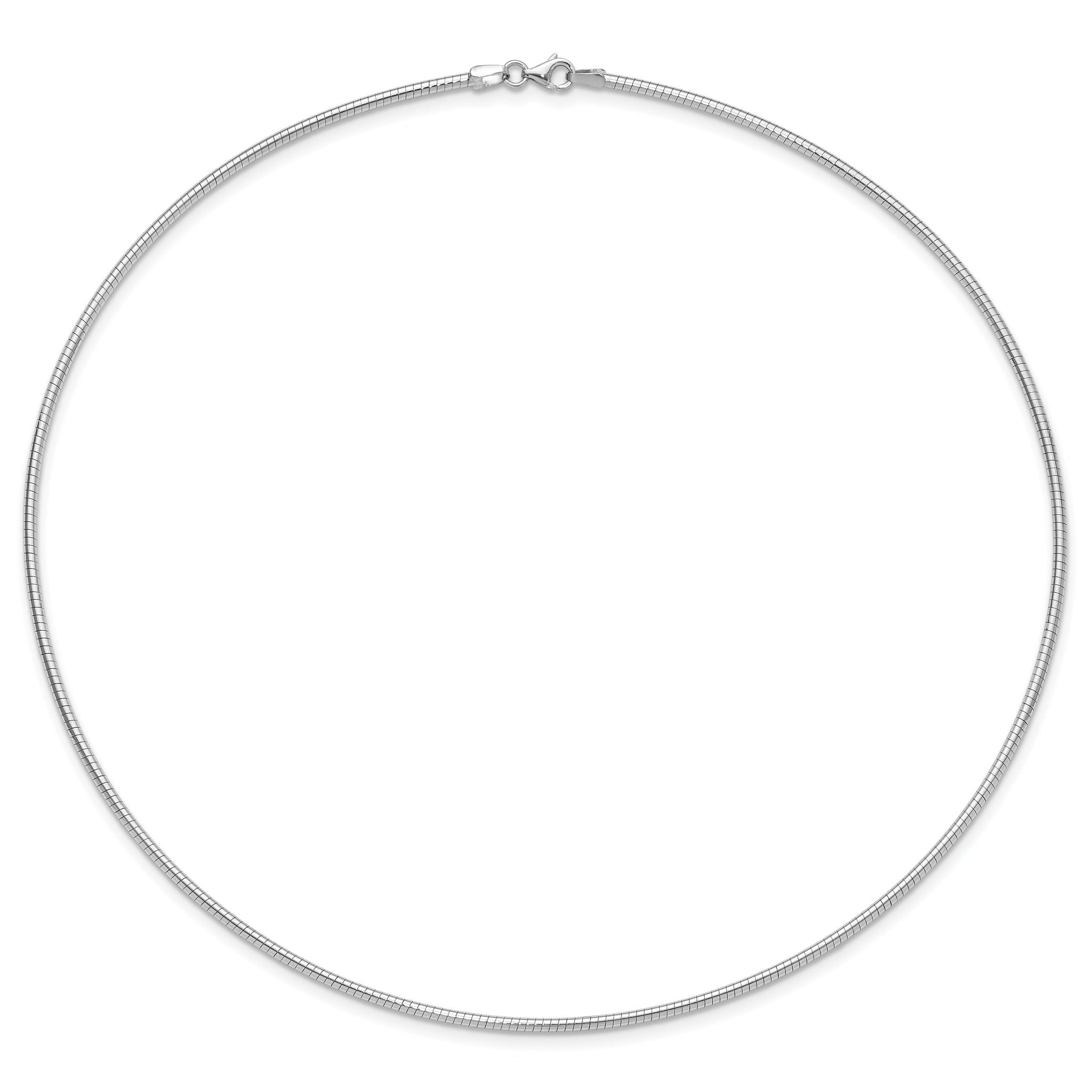 14K White Gold 2mm Round Omega Necklace Secondary image