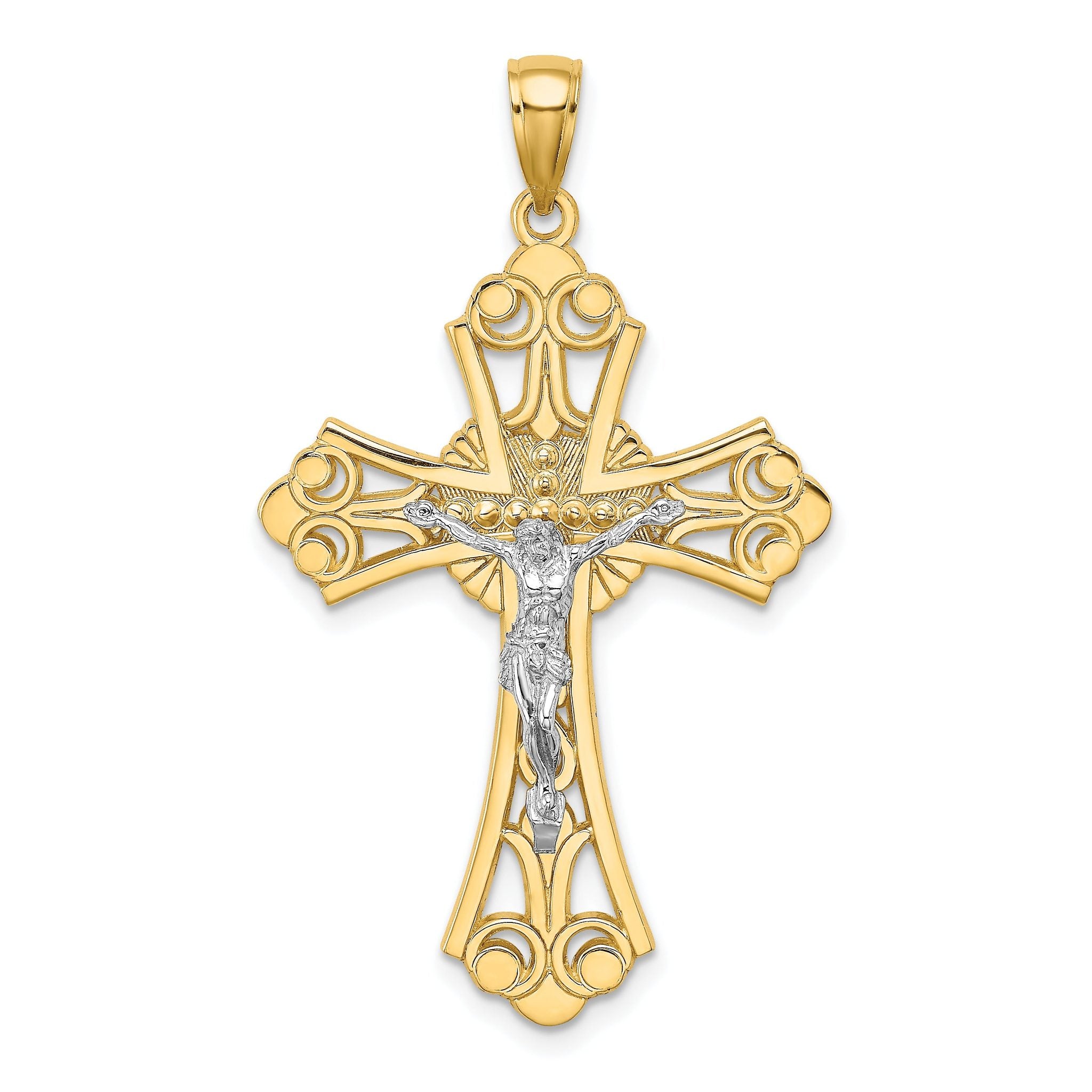 10K Two-Tone Gold Two-tone Cut-Out Crucifix Charm Main image