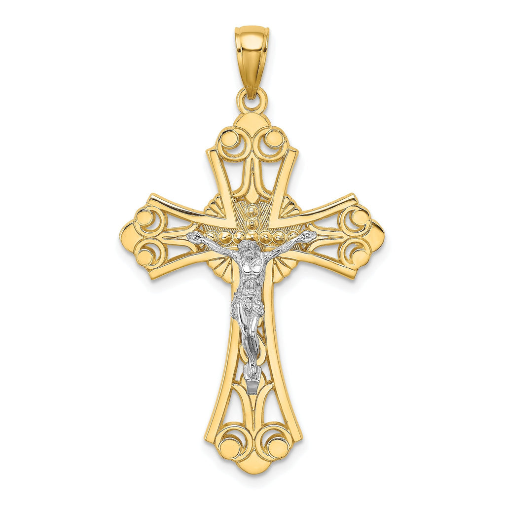 10K Two-Tone Gold Two-tone Cut-Out Crucifix Charm