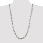 Sterling Silver Rhodium-plated 9.0mm Diamond-cut Rope Chain