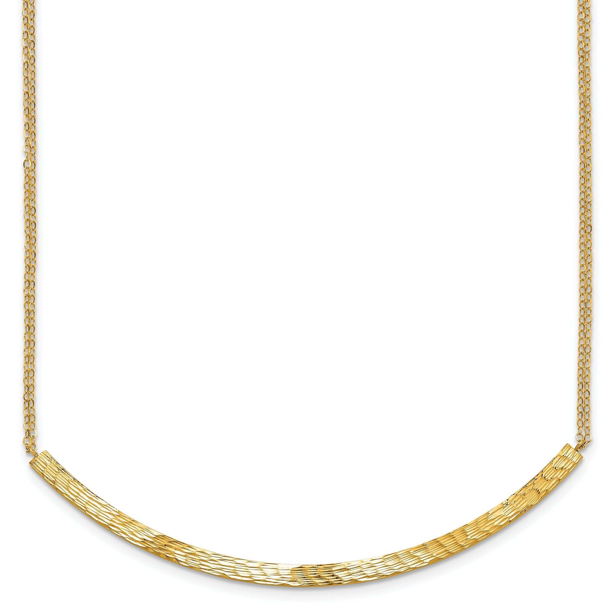 14K Polished and Diamond-cut Bar Double Chain w/2in ext. Necklace Main image