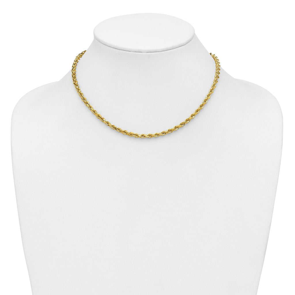 14K 7 inch 4mm Diamond-cut Rope with Lobster Clasp Chain
