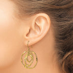 Stainless Steel Gold-Tone Polished Red Lab-Created Crystal Drop Dangle Earrings for Women