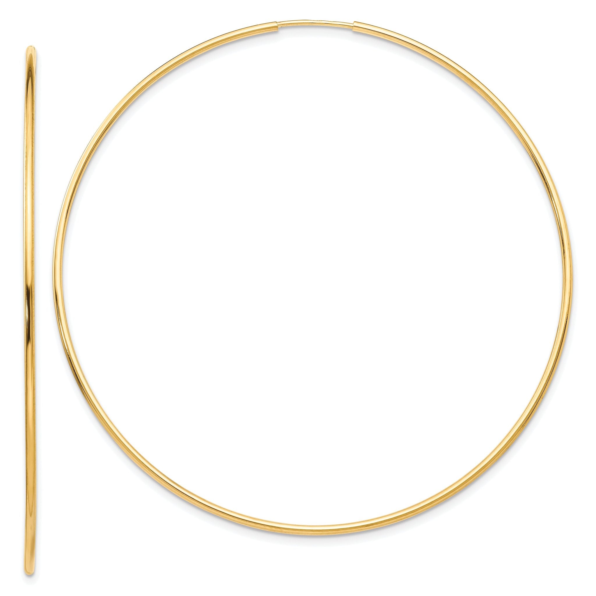10K Gold Polished Endless Hoop Earrings, 63mm Lightweight Design Main image